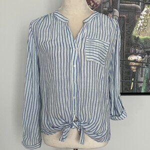 NWT Zac & Rachel Blue/White/Green Striped Top S